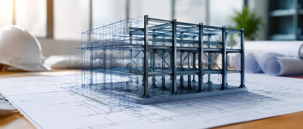 Steel Fabrication Drawings showing detailed steel beams, columns, connections, and fabrication details for accurate construction projects in the USA.