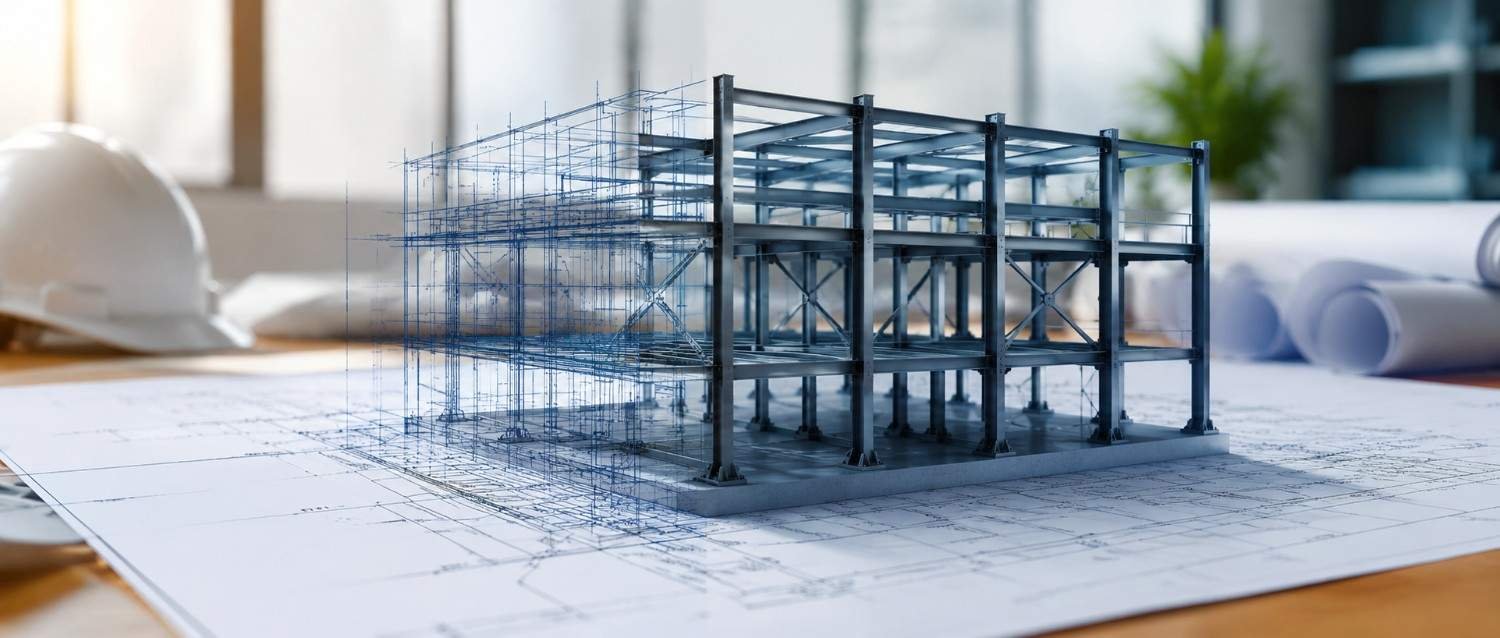 Steel Fabrication Drawings showing detailed steel beams, columns, connections, and fabrication details for accurate construction projects in the USA.